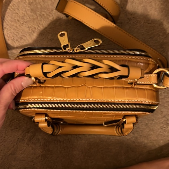 Chloe Small Daria Bag-Autumnal Brown Croc Embossed Leather - Picture 4 of 11